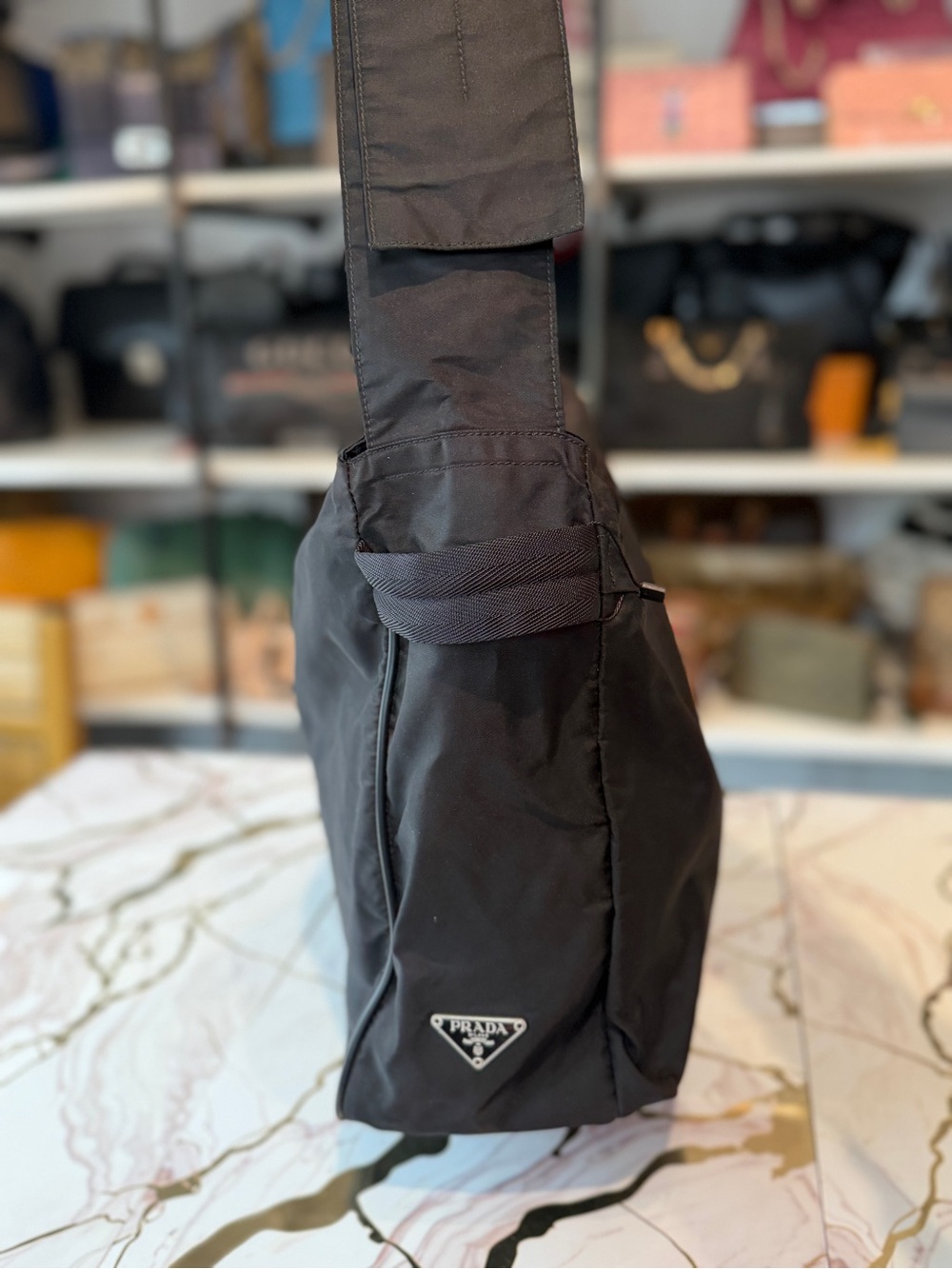 Prada Black Nylon Belt/Sling Bag with Triangle Logo